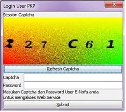 Isi Captcha dan Password e-Nofa Online, Lalu Submit