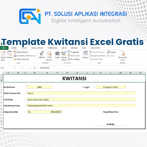 Download Template Kwitansi Excel Gratis Siap Pakai