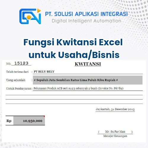 Fungsi Tersembunyi Kwitansi & Contoh Kwitansi Excel Lengkap